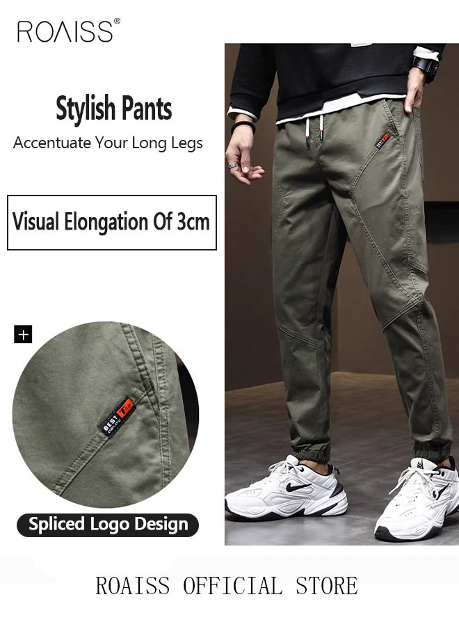 roaiss - Men's Cargo Pants Casual Pants Made of Pure Cotton with Elastic Drawstring Suitable for Various Body Types Simple and Trendy - Image 1