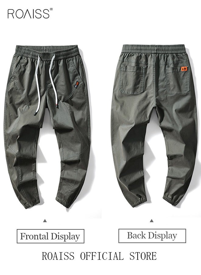 roaiss - Men's Cargo Pants Casual Pants Made of Pure Cotton with Elastic Drawstring Suitable for Various Body Types Simple and Trendy - Image 1