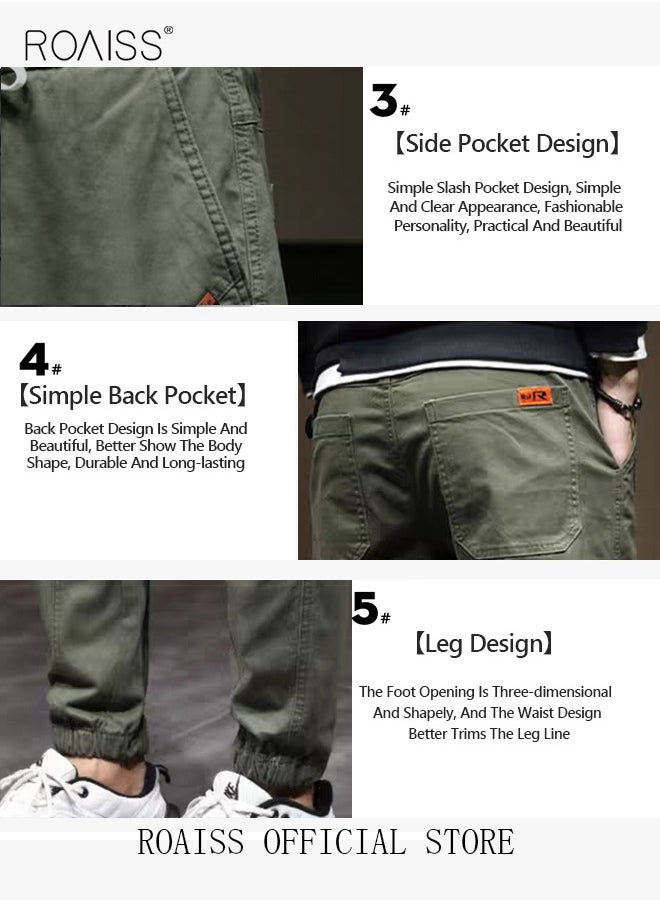 roaiss - Men's Cargo Pants Casual Pants Made of Pure Cotton with Elastic Drawstring Suitable for Various Body Types Simple and Trendy - Image 1