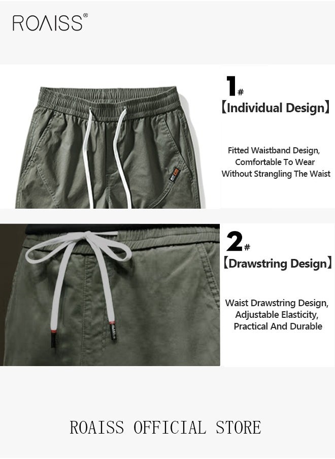 roaiss - Men's Cargo Pants Casual Pants Made of Pure Cotton with Elastic Drawstring Suitable for Various Body Types Simple and Trendy - Image 1