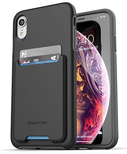 ENCASED iPhone XR Wallet Case 2018 Ultra Durable Cover with Card Holder Slot 4 Credit Cards Capacity Phantom Black - Image 1