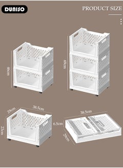 DUNISO 3 Packs Stackable Plastic Storage Basket, Foldable Closet Organizers Storage Bins, Removable Drawer Shelf Storage Container for Wardrobe Cupboard Kitchen Bathroom Office  - Image 4