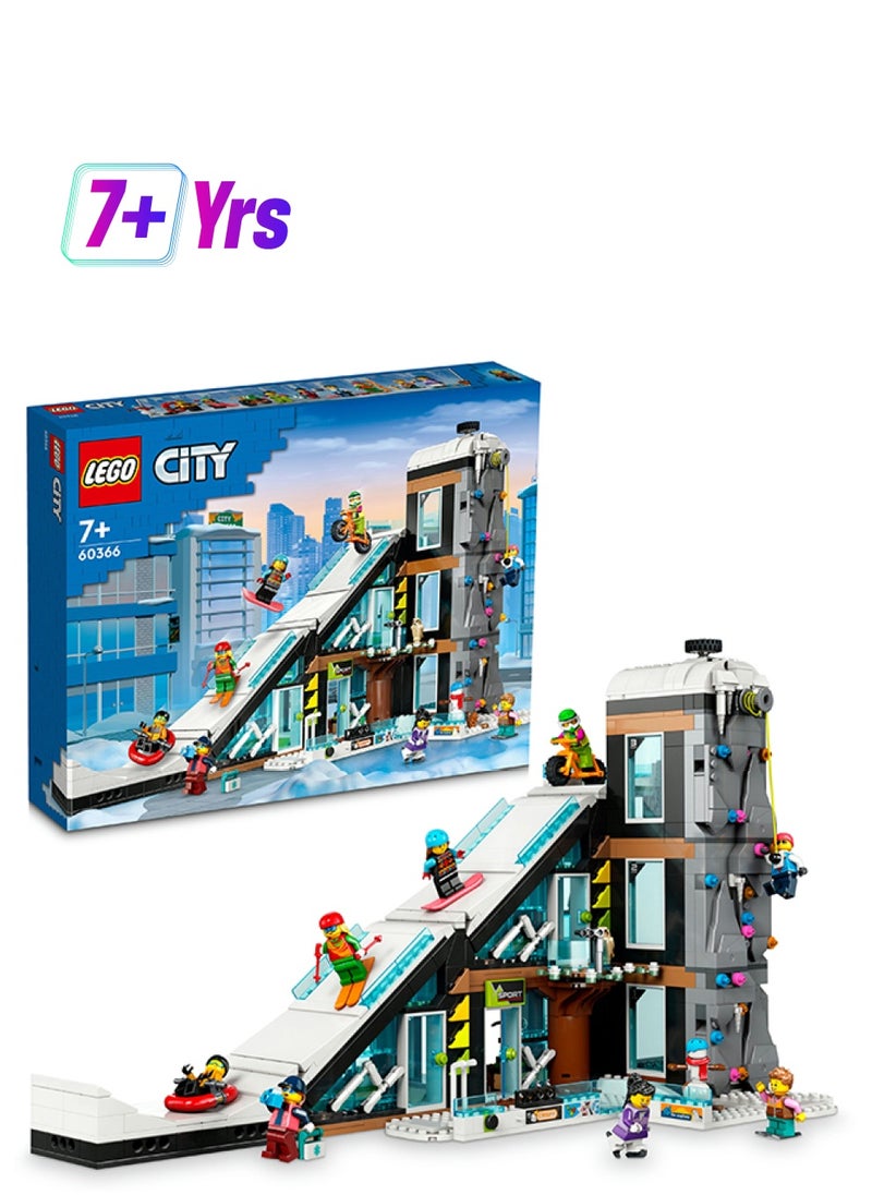 LEGO City Ski And Climbing Centre 60366 Building Toy Set; Modular 3-Level Building With A Piste, 8 Minifigures And 2 Animal Figures For Imaginative Play; Fun Gift Idea For Kids And Ski Fans Aged 7+ (1,045 Pieces)  - Image 1