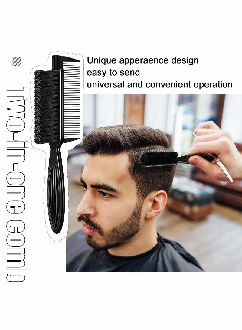 Y&D 4 Pieces Barber Fade Brush 2-In-1 Fading Nylon Clipper with Comb Blade Neck Beard Hair Styling Tool for Men (Black)  - Image 3