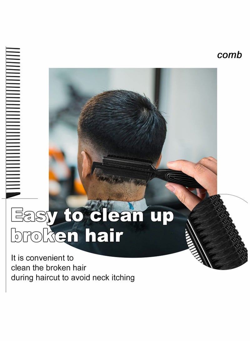 Y&D 4 Pieces Barber Fade Brush 2-In-1 Fading Nylon Clipper with Comb Blade Neck Beard Hair Styling Tool for Men (Black)  - Image 4