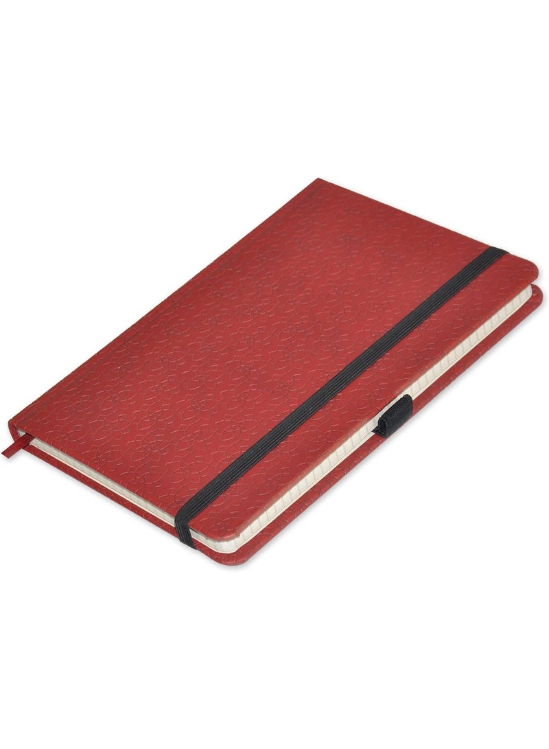 FIS FIS® Executive Notebook, Size 13x21CM, 96 Sheets 5MM Square With Elastic PU Window Maroon Design 5 -FSNBEX5M1321MR5  - Image 1