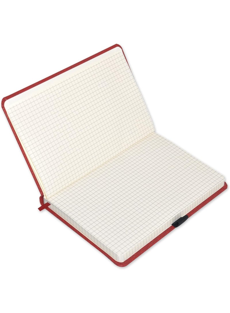 FIS FIS® Executive Notebook, Size 13x21CM, 96 Sheets 5MM Square With Elastic PU Window Maroon Design 5 -FSNBEX5M1321MR5  - Image 2