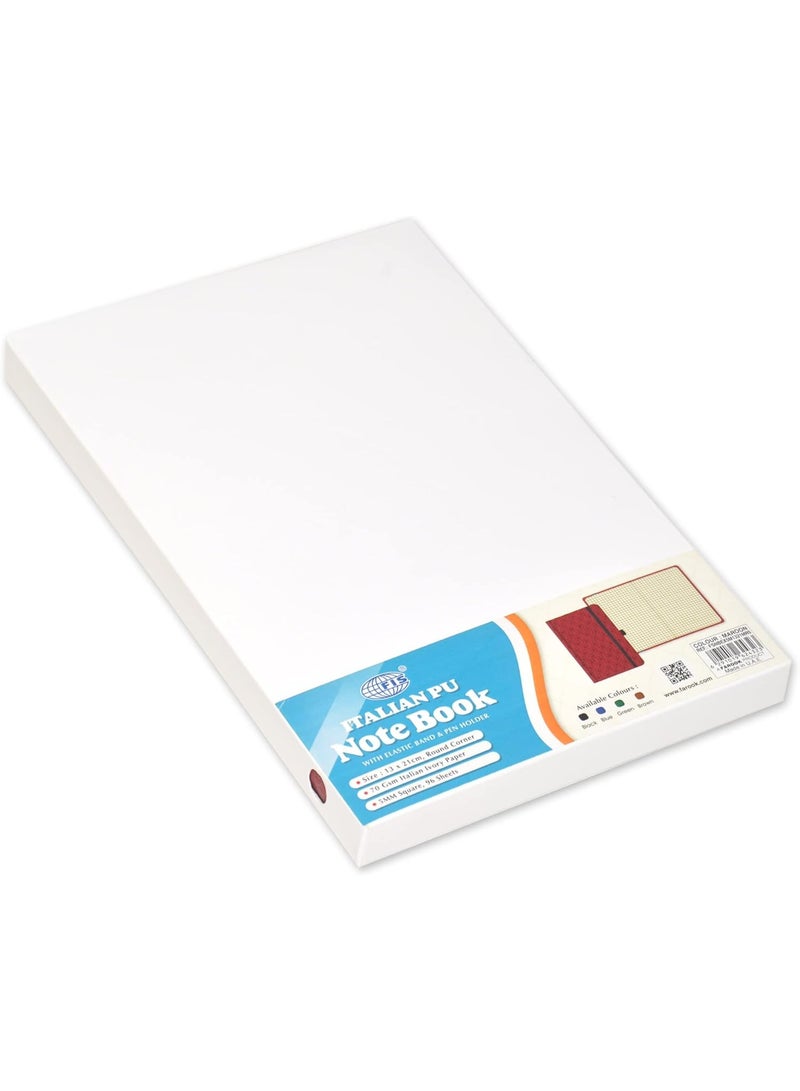 FIS FIS® Executive Notebook, Size 13x21CM, 96 Sheets 5MM Square With Elastic PU Window Maroon Design 5 -FSNBEX5M1321MR5  - Image 3