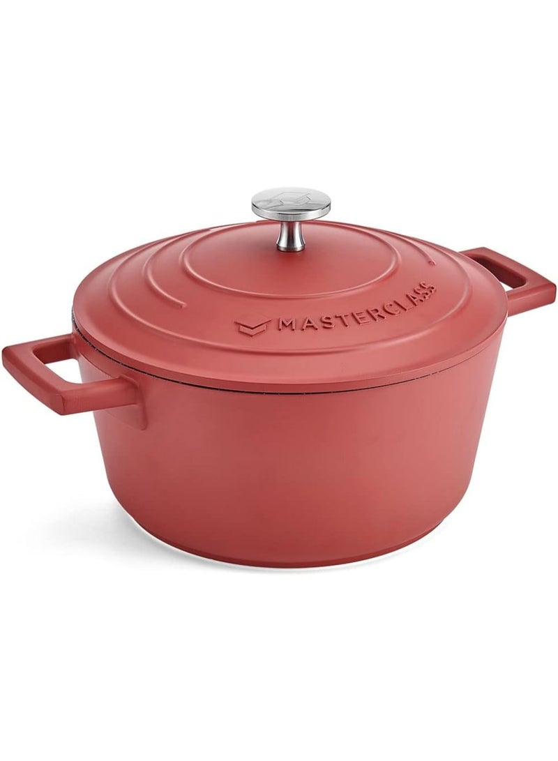 Master Class Masterclass Small Casserole Dish With Lid 2.5L/23 Cm, Lightweight Cast Aluminium, Induction Hob And Oven Safe, Red - Image 1