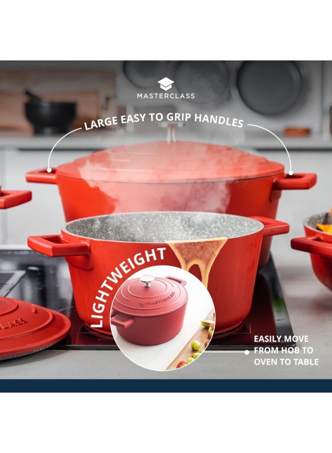 Master Class Masterclass Small Casserole Dish With Lid 2.5L/23 Cm, Lightweight Cast Aluminium, Induction Hob And Oven Safe, Red - Image 2