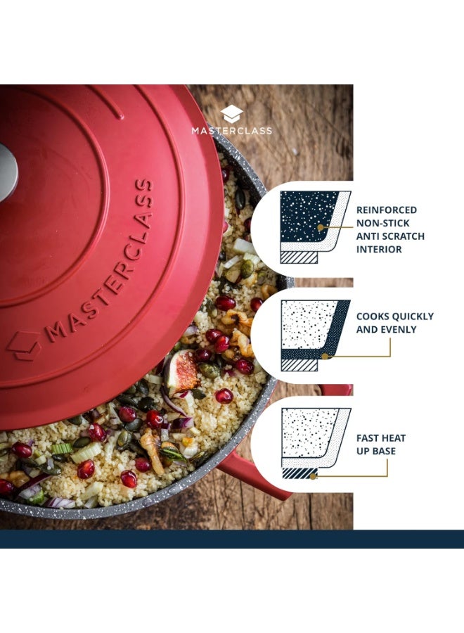 Master Class Masterclass Small Casserole Dish With Lid 2.5L/23 Cm, Lightweight Cast Aluminium, Induction Hob And Oven Safe, Red - Image 5