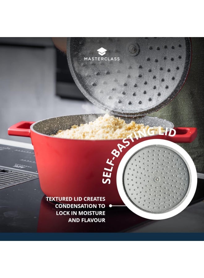 Master Class Masterclass Small Casserole Dish With Lid 2.5L/23 Cm, Lightweight Cast Aluminium, Induction Hob And Oven Safe, Red - Image 3