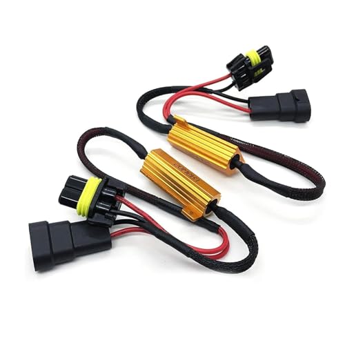 Qurbuns 2 PCS 9005/9006 LED Load Resistor Kit, 50W Headlight Bulb Decoder, Anti Flicker Harness Resistor Kit, Pure Copper Wire Plug and Play Warning Canceller, Universal for Most Cars (Black) - Image 1