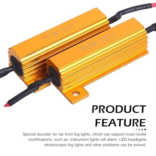 Qurbuns 2 PCS 9005/9006 LED Load Resistor Kit, 50W Headlight Bulb Decoder, Anti Flicker Harness Resistor Kit, Pure Copper Wire Plug and Play Warning Canceller, Universal for Most Cars (Black) - Image 3