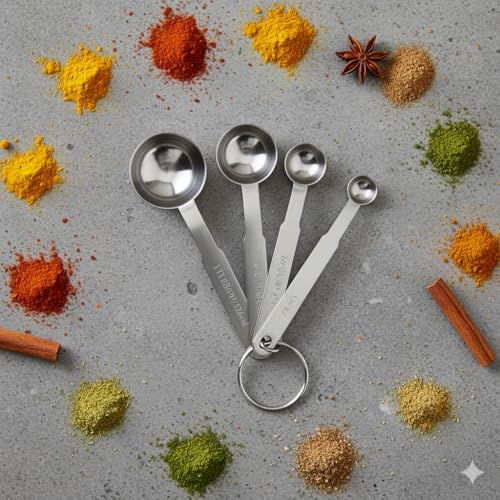 Human Hydro Stainless Steel Measuring Spoons Set – 4 Pieces | 1/4 TSP, 1/2 TSP, 1 TSP & 1 tbsp | Rust-Free, Durable & Dishwasher Safe | for Baking & Cooking - Image 2