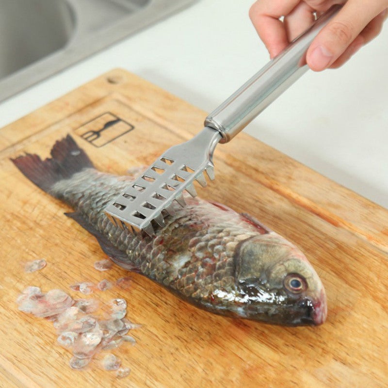 Fish Scale Remover Stainless Steel Construction - Comfortable Grip Handheld Tool for Home Kitchen Fish Preparation - Image 4