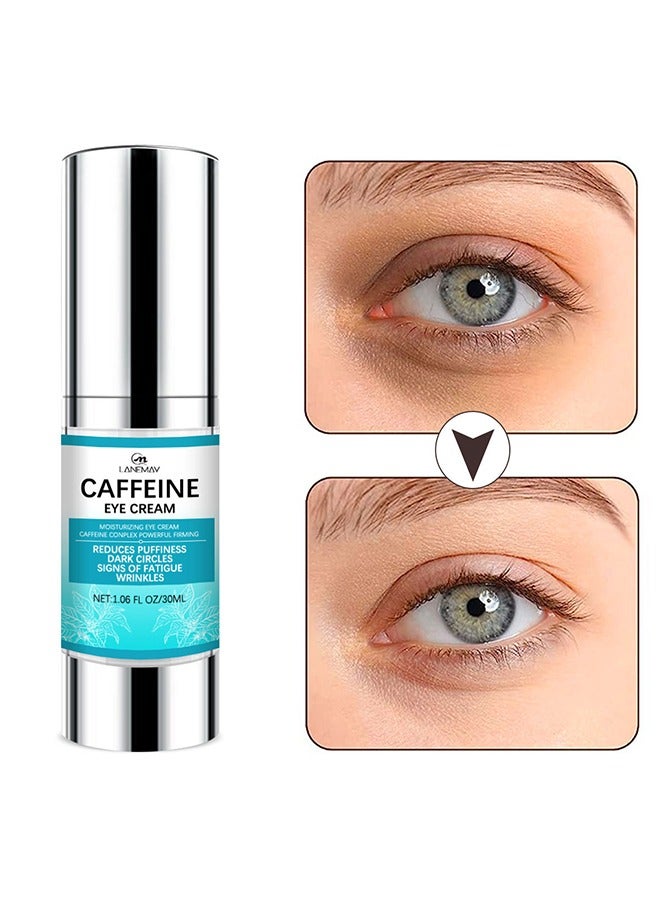 لينماي كريم الكافيين للعين ، تحت الهالات السوداء والانتفاخ ، مع تقليل التجاعيد الخطوط الدقيقة ، أكياس تحت العينين الغربان القدمين علاج شد العين للنساء والرجال (30 مل) - Image 1