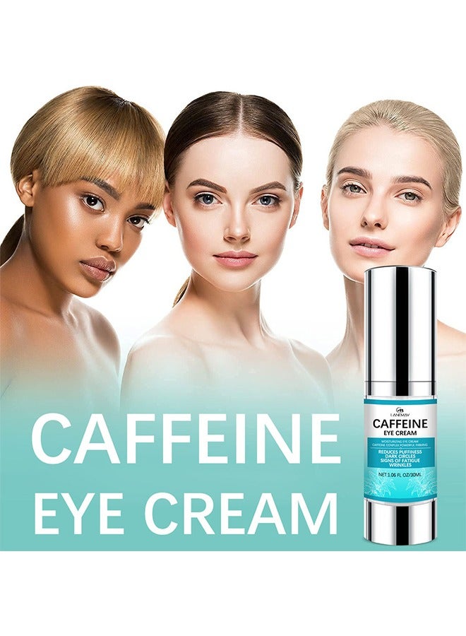 لينماي كريم الكافيين للعين ، تحت الهالات السوداء والانتفاخ ، مع تقليل التجاعيد الخطوط الدقيقة ، أكياس تحت العينين الغربان القدمين علاج شد العين للنساء والرجال (30 مل) - Image 2