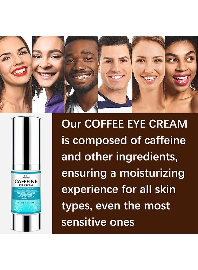 لينماي كريم الكافيين للعين ، تحت الهالات السوداء والانتفاخ ، مع تقليل التجاعيد الخطوط الدقيقة ، أكياس تحت العينين الغربان القدمين علاج شد العين للنساء والرجال (30 مل) - Image 3