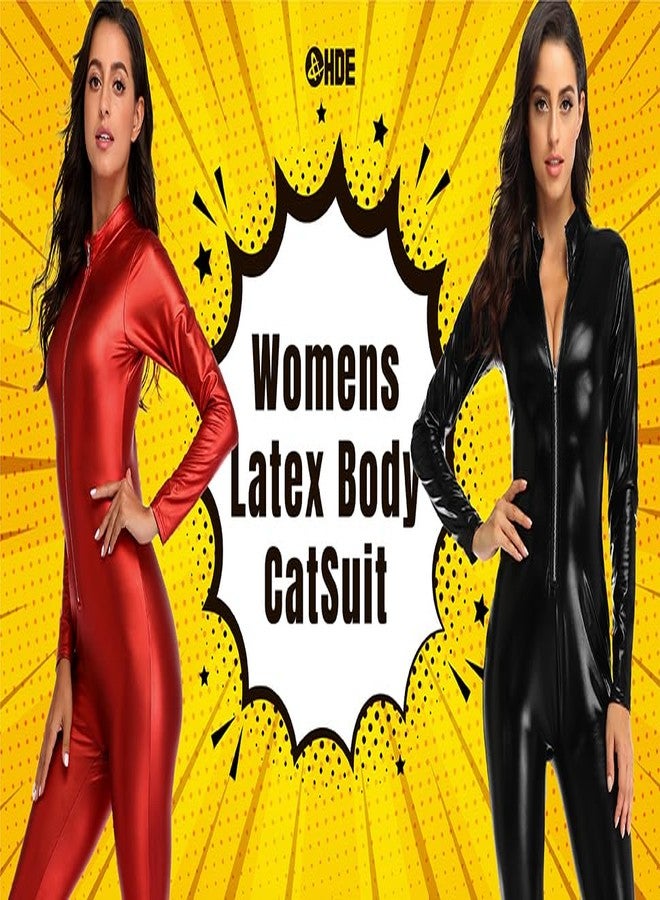 KACHEEG® Women Metallic Catsuit Bodysuit Costume for Adult Dress Up Party Cosplay one-piece long Zipper - Image 5