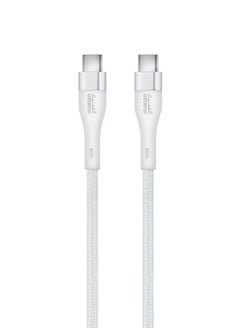 alfanar 480Mbps 3A Braided Type-C to Type-C Fast Charging Cable White 1 m C31C-CBW06  - Image 1