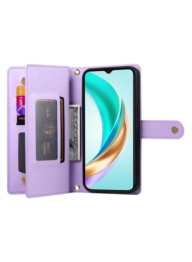 اس-توب جراب هاتف Honor X9c Global / Magic7 Lite Nine Card slot بسحاب ومحفظة جلدية - Image 3