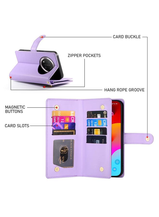 اس-توب جراب هاتف Honor X9c Global / Magic7 Lite Nine Card slot بسحاب ومحفظة جلدية - Image 4