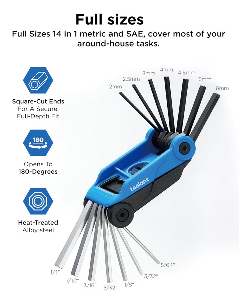 Kraftek toolant 14PCS Folding Allen Wrenches Sets(Metric and SAE), Metric Allen Key Set 2mm- 6mm, SAE Hex Key Set 5/64â€- 1/4", Folding Hex Keys for Home Repair and Bikes(EDC),gift for men - Image 2