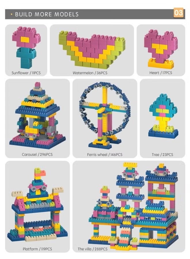 Generic Children's Activity Table Set, Toddler Table and Chair Set, Including 1 Chair, 4 Storage Boxes, 600 Large-Size Building Blocks and 4 Storage Tubes, Multifunctional Educational Six-in-One Building Block Table, Integrated Children's Game Table, Suitable for Children Aged 3-6 to Assemble and Learn, Easy to Organize and Learn.  - Image 5