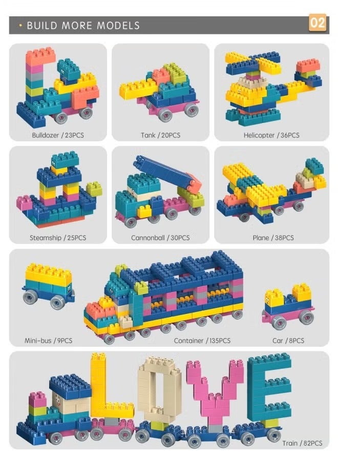 Generic Children's Activity Table Set, Toddler Table and Chair Set, Including 1 Chair, 4 Storage Boxes, 600 Large-Size Building Blocks and 4 Storage Tubes, Multifunctional Educational Six-in-One Building Block Table, Integrated Children's Game Table, Suitable for Children Aged 3-6 to Assemble and Learn, Easy to Organize and Learn.  - Image 4