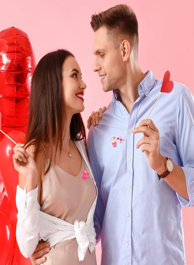 Siifert مجموعة دبابيس عيد الحب من سيفيرت، ٥٠ قطعة، هدايا عيد الحب بالجملة، دبابيس بروش مطلية بالمينا على شكل قلب، قزم الحب، كيوبيد، دبابيس بروش لطيفة مع بطاقة وحقيبة أورجانزا، هدايا حفلات عيد الحب - Image 5