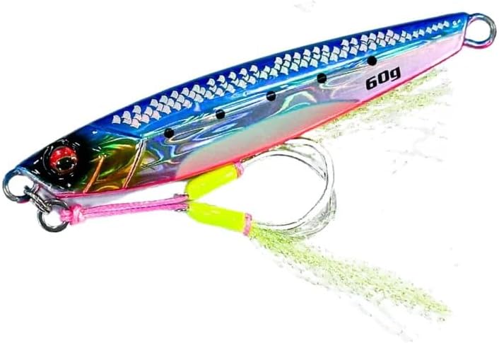 JIGGAT Alive I Jigs - 60g Blue Pink Glow Sardine Fishing Lure