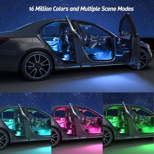 Honalia Car LED Lights Interior Ambient Lighting Car with Smart APP Control Multicolor Interior LED Lights with Music Mode for Truck Jeep SUV DC 12V - Image 3