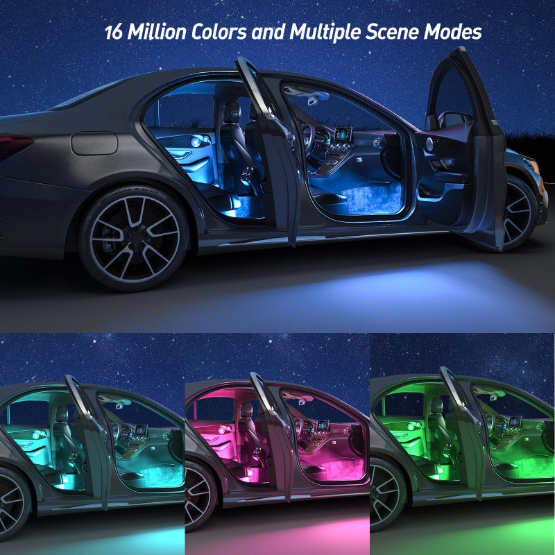Honalia Car LED Lights Interior Ambient Lighting Car with Smart APP Control Multicolor Interior LED Lights with Music Mode for Truck Jeep SUV DC 12V - Image 4