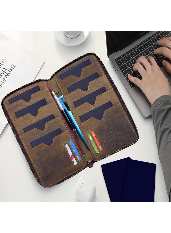 ABYS Genuine Leather Dark Tan 8 Passport Holder for Family,RFID Travel Wallet,Unisex Card Holder - Image 4