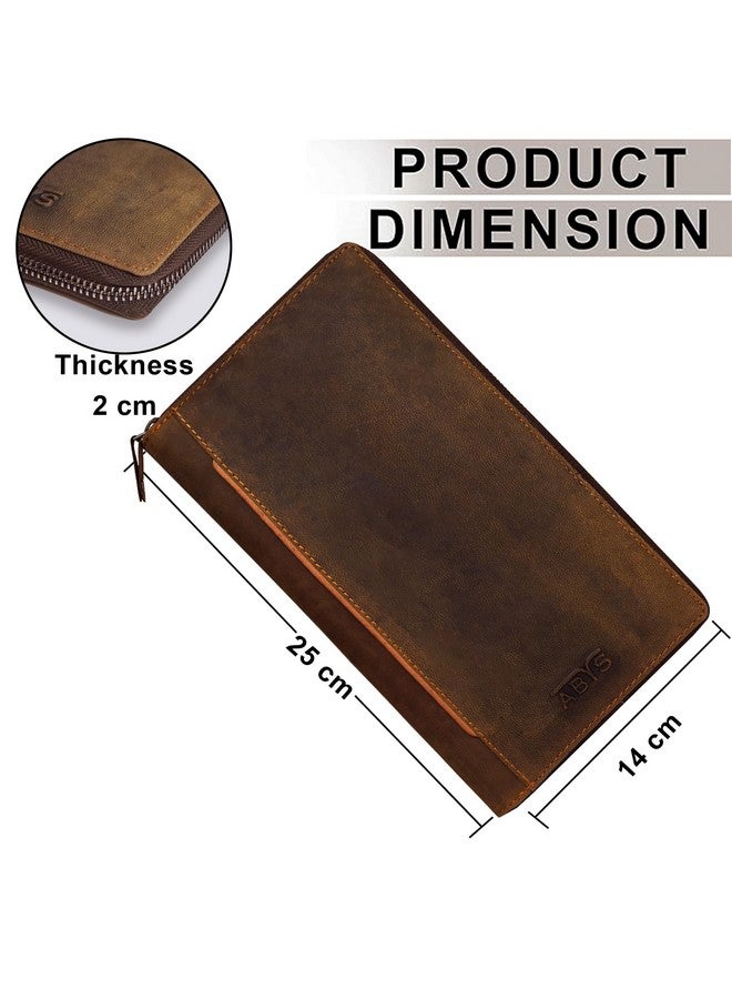 ABYS Genuine Leather Dark Tan 8 Passport Holder for Family,RFID Travel Wallet,Unisex Card Holder - Image 3