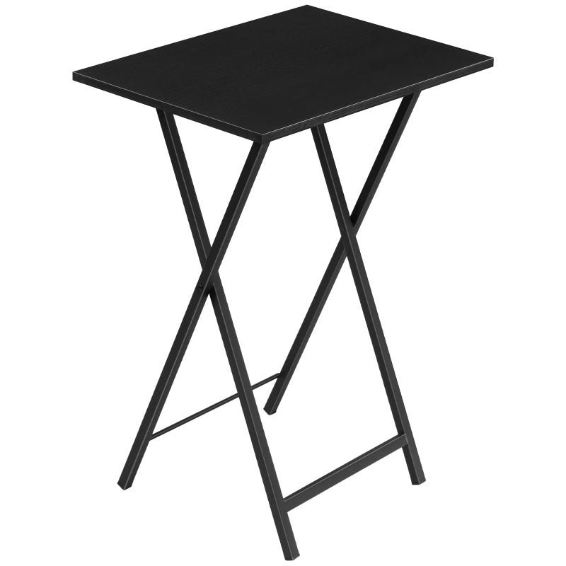 HOOBRO Folding TV Tray Table Stable Snack Table for Small Space Portable Sofa Side Table Easy Assembly and Storage Ideal for Snacks and Meals in Living Room Black BK15BZ01