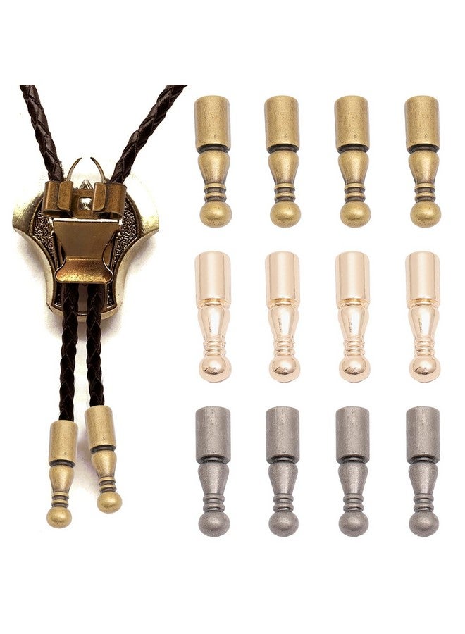 CHGCRAFT CHGCRAFT 12Pcs 3Colors Bolo Tie Tips Replacement End Caps Metal Accessories Retro Bolo Tie Tips for DIY Keychain Sweater Chain Bracelet Necklace Jewelry Making Findings - Image 1