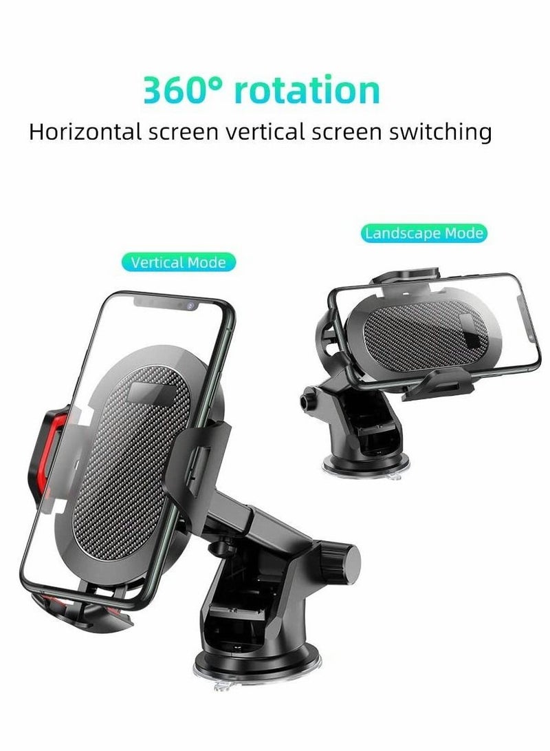 SYOSI Cradles, Adjustable Car mobile phone Holder Extendable Mount for Car phone - Windscreen Dashboard phone Cradle - One hand Quick Release With Strong Suction Pad (Black Red) - Image 4