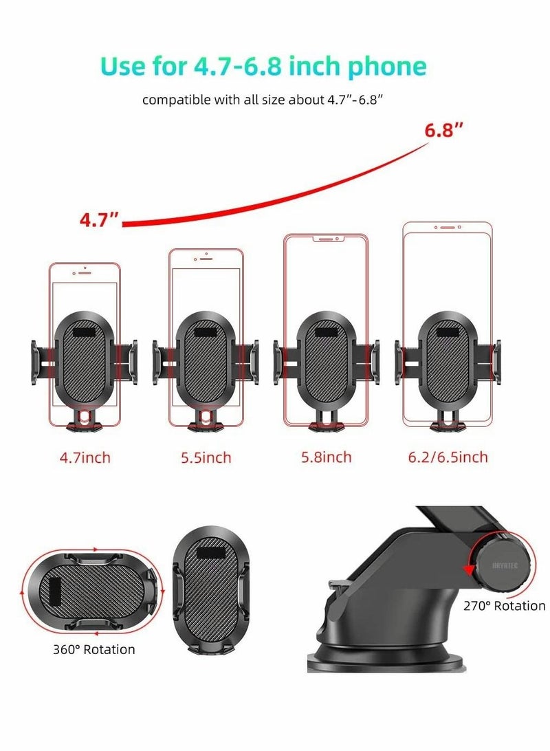 SYOSI Cradles, Adjustable Car mobile phone Holder Extendable Mount for Car phone - Windscreen Dashboard phone Cradle - One hand Quick Release With Strong Suction Pad (Black Red) - Image 5