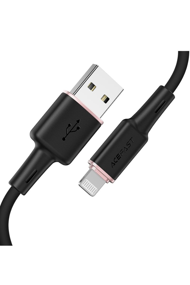 AceFast C2-02 - USB-A To Lightning Zinc Alloy Silicone Charging Data Cable 1.2M , Compatible With iPhone iPad - Black - Image 1