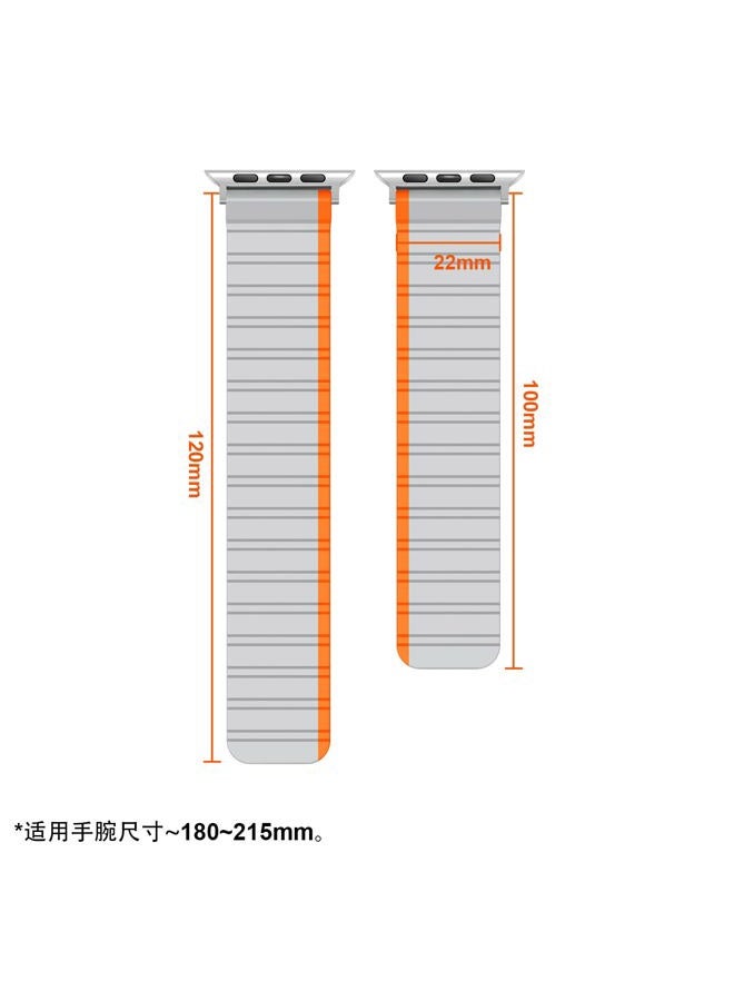 WINGLE for Apple Watch Ultra Band 49mm Series 8 Series 7 45mm 44mm 42mm Men, Strong Magnetic Bands Bracelet Adjustable Silicone Sport Strap for Apple Watch SE 6 5 4 3 2 1 iWatch, Grey/Orange - Image 3