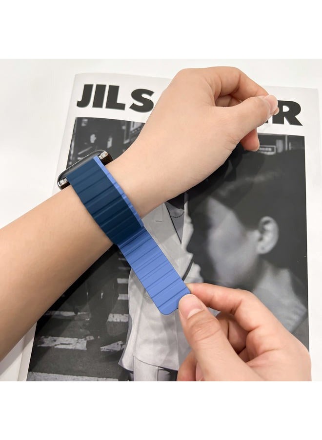 WINGLE for Apple Watch Ultra Band 49mm Series 8 Series 7 45mm 44mm 42mm Men, Strong Magnetic Bands Bracelet Adjustable Silicone Sport Strap for Apple Watch SE 6 5 4 3 2 1 iWatch, Grey/Orange - Image 4