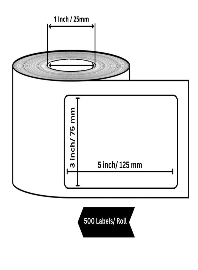 True-Ally 75x125 Direct Thermal (DT) Barcode Label Sticker - 3 x 5 inch - 75mm x 125mm - 500 Labels/Roll - White Self Adhesive Sticker for Printing Barcoding (1 Roll Per Pack(500 Labels)) - Image 2