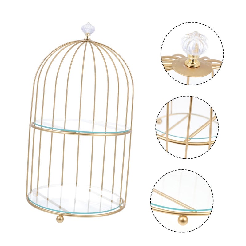 Two Tier Gold Bird Cage Cake Stand Dessert Tray 36X24X24CM For Wedding Party Display - Image 5