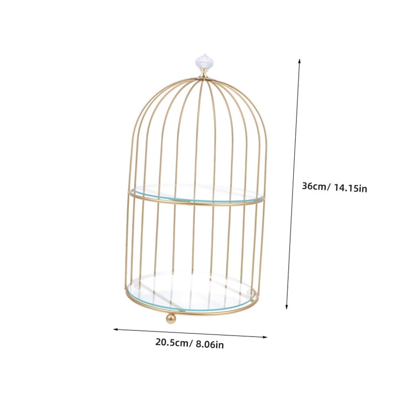 Two Tier Gold Bird Cage Cake Stand Dessert Tray 36X24X24CM For Wedding Party Display - Image 3