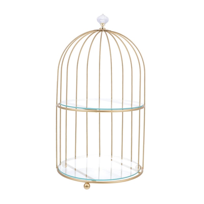 Two Tier Gold Bird Cage Cake Stand Dessert Tray 36X24X24CM For Wedding Party Display - Image 2