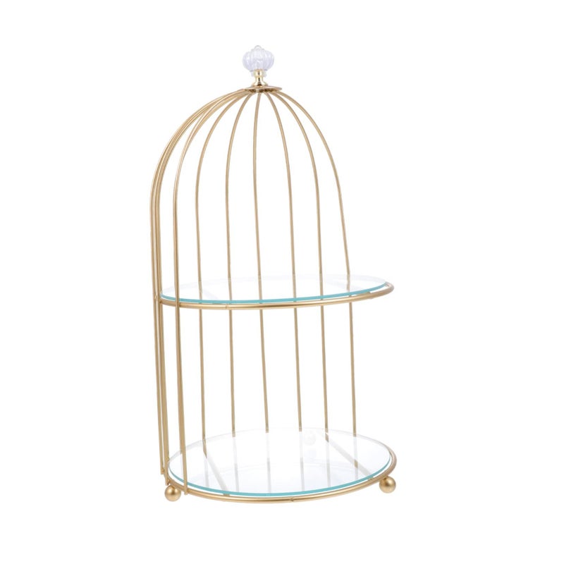 Two Tier Gold Bird Cage Cake Stand Dessert Tray 36X24X24CM For Wedding Party Display - Image 4
