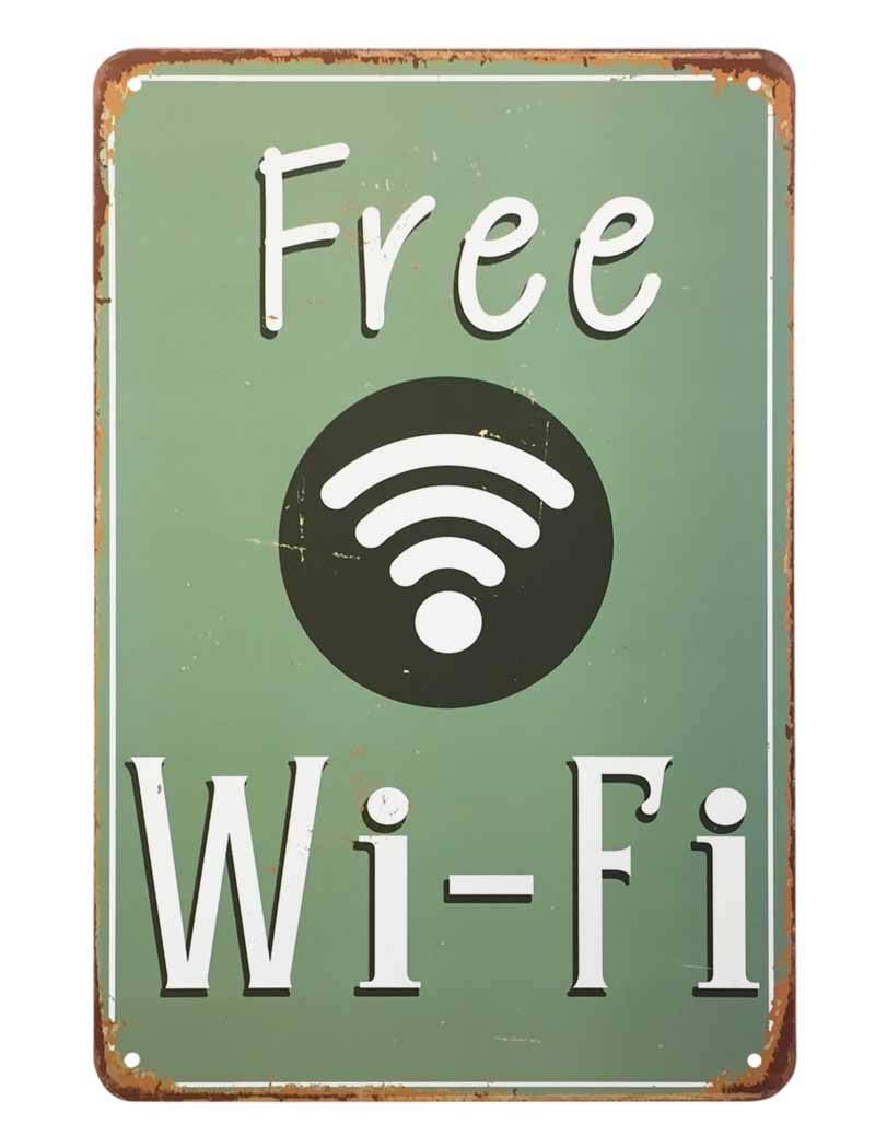AOYEGO WiFi Tin Sign Green Vintage Metal Tin Signs for Cafes Bars Pubs Shop Wall Decorative Funny Retro Signs for Men Women 8x12 Inch - Image 1