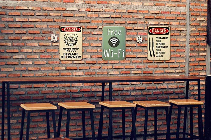 AOYEGO WiFi Tin Sign Green Vintage Metal Tin Signs for Cafes Bars Pubs Shop Wall Decorative Funny Retro Signs for Men Women 8x12 Inch - Image 4